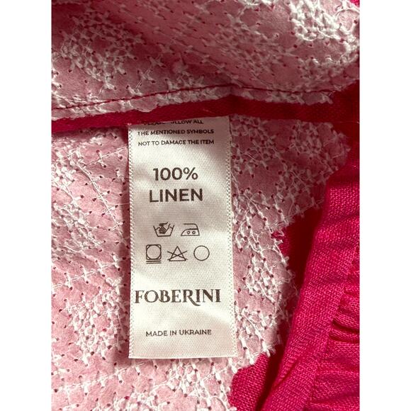 Foberini crop top & skit 100% linen suit with white embroidery - Picture 4 of 6